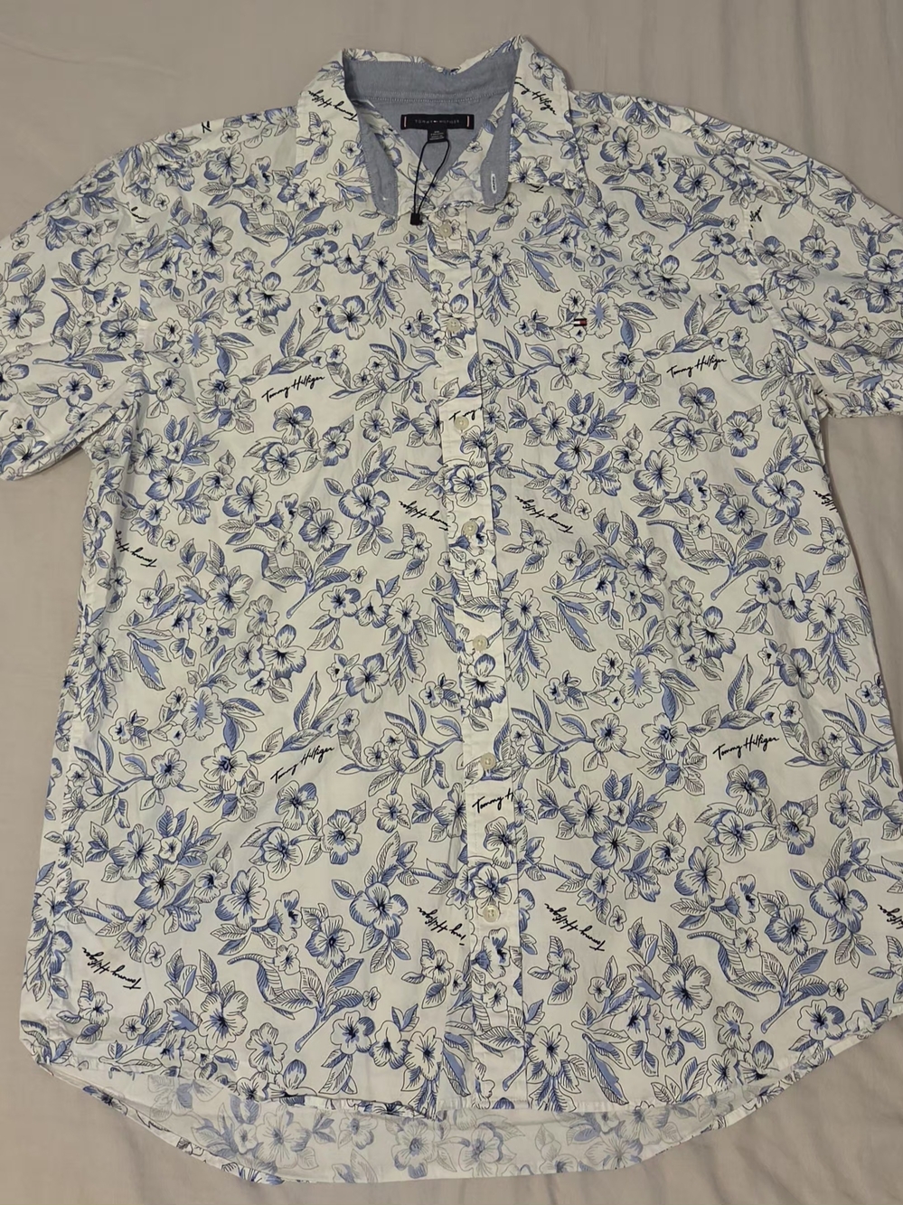 Tommy Hilfiger Men's XXL Short Sleeve Floral Button Down Stretch Shirt